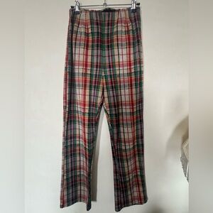 Free People Multicolor Plaid Flare Pants